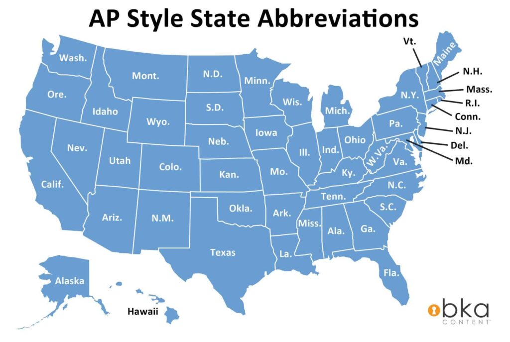 AP Style State Name Abbreviations GrammarMill