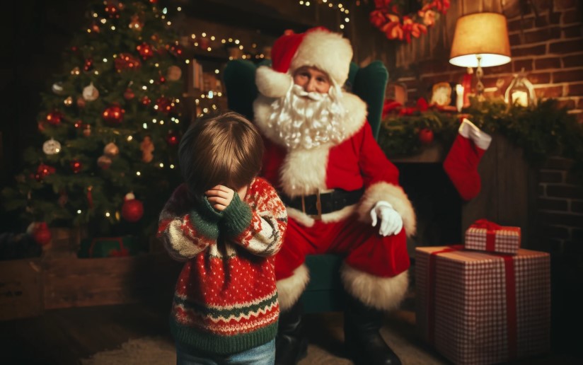 a child scared of Santa