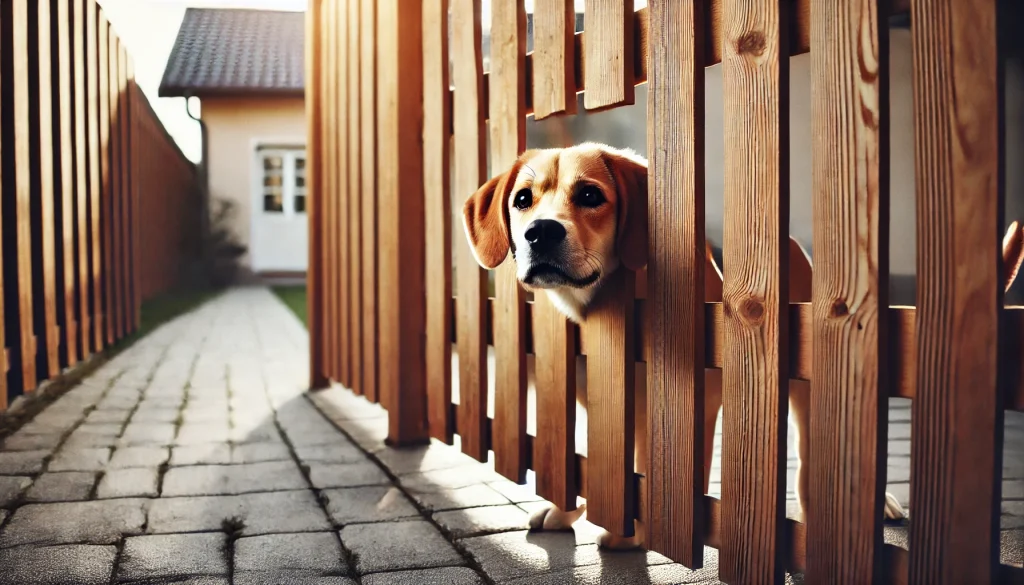 A dog cant get past vs. passed a fence.