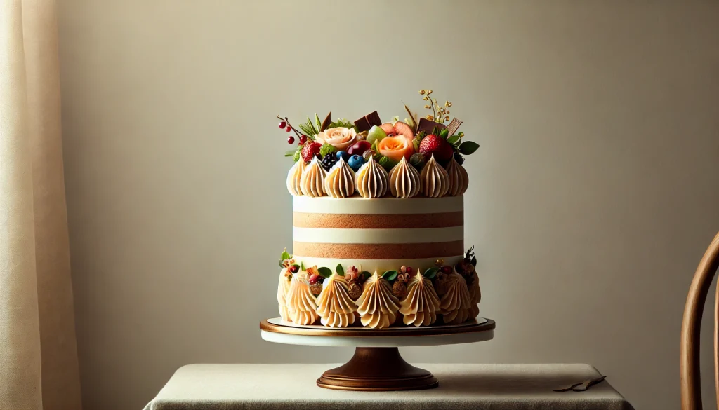 Like this beautiful floral and fruit decorated cake, an appositive phrase adds layers of description.