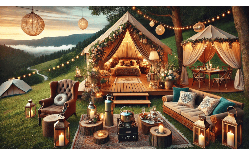 There are many portmanteaus in pop culture, such as "glamping."