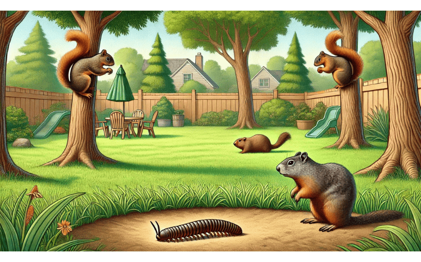 Squirrels sharpen their like and such as skills as they hunt in the yard.