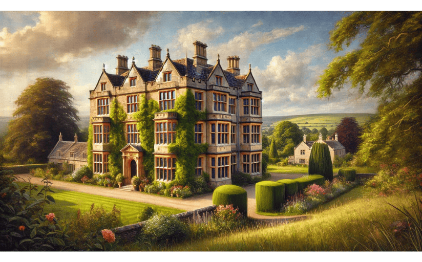 A large manor in the country could be described with beautiful words