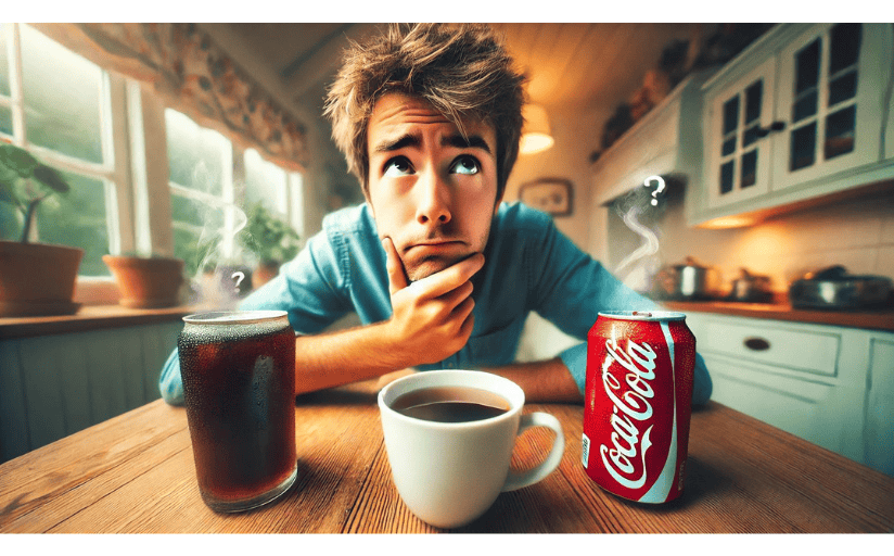 a young man wonders if caffeine can help him beat writers block