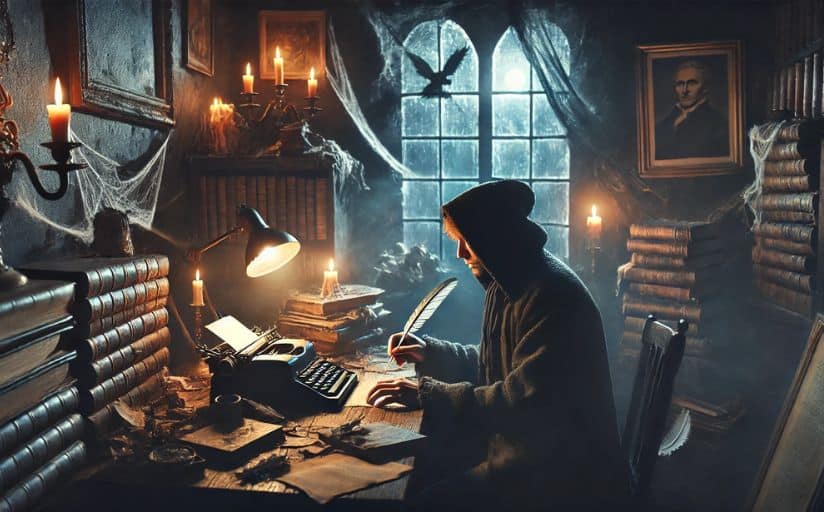 A man writing a ghost story